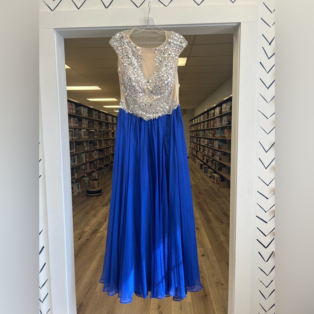 ROYAL BLUE FULLY BEADED TOP SIZE 10-12